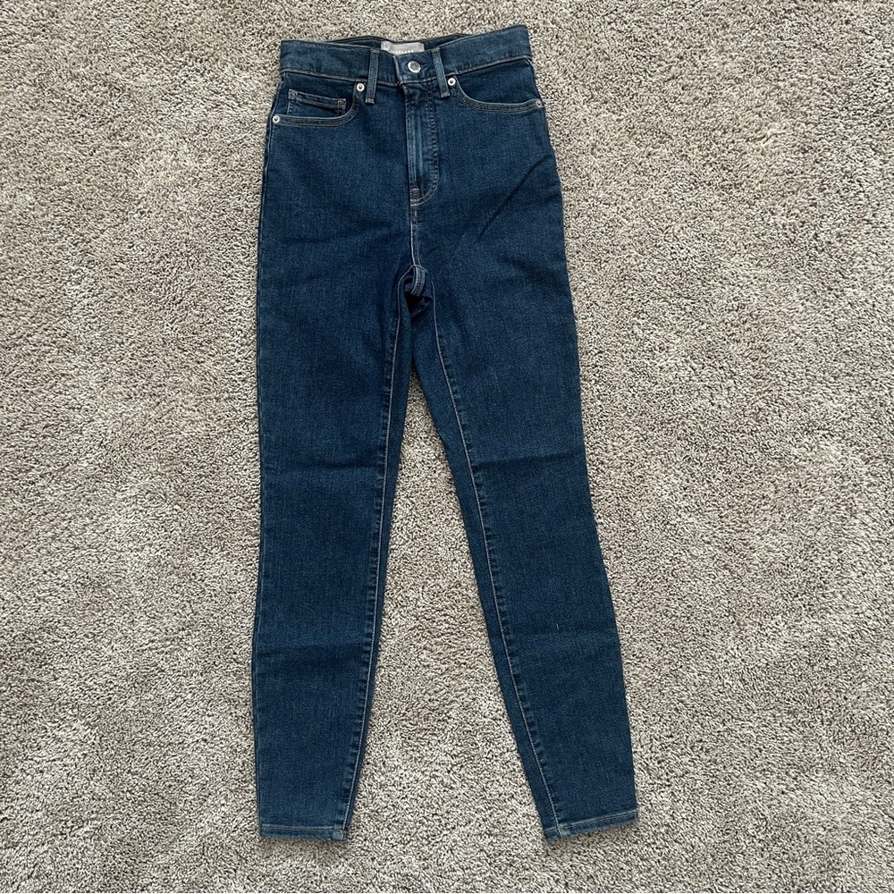 Everlane The Way Hight Skinny Blue Jeans Dark  Wash Size 26 R  Organic Cotton